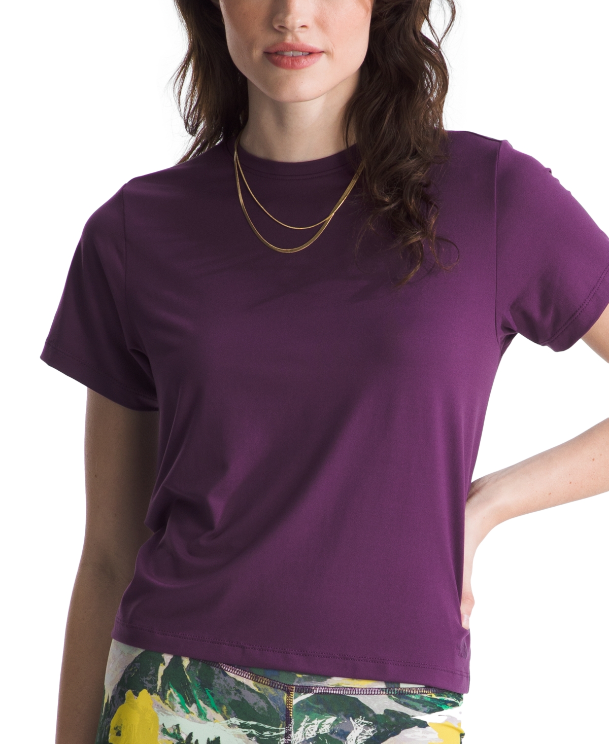 Shop The North Face Women's Dune Sky Crewneck T-shirt In Black Currant Purple