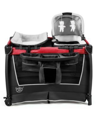 4-in-1 Convertible Portable Baby Play yard with Toys and Music Player