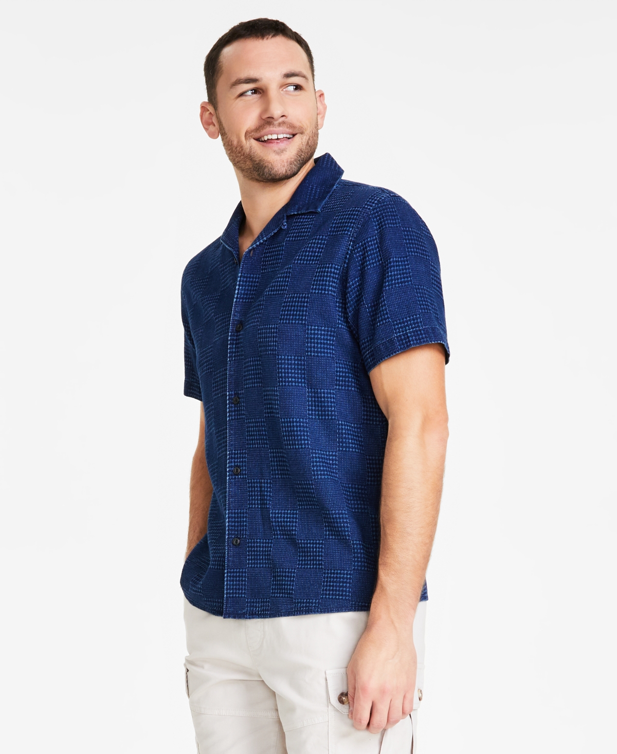 Sun + Stone Men's Regular-Fit Checkered Camp Shirt, Created for Macy's