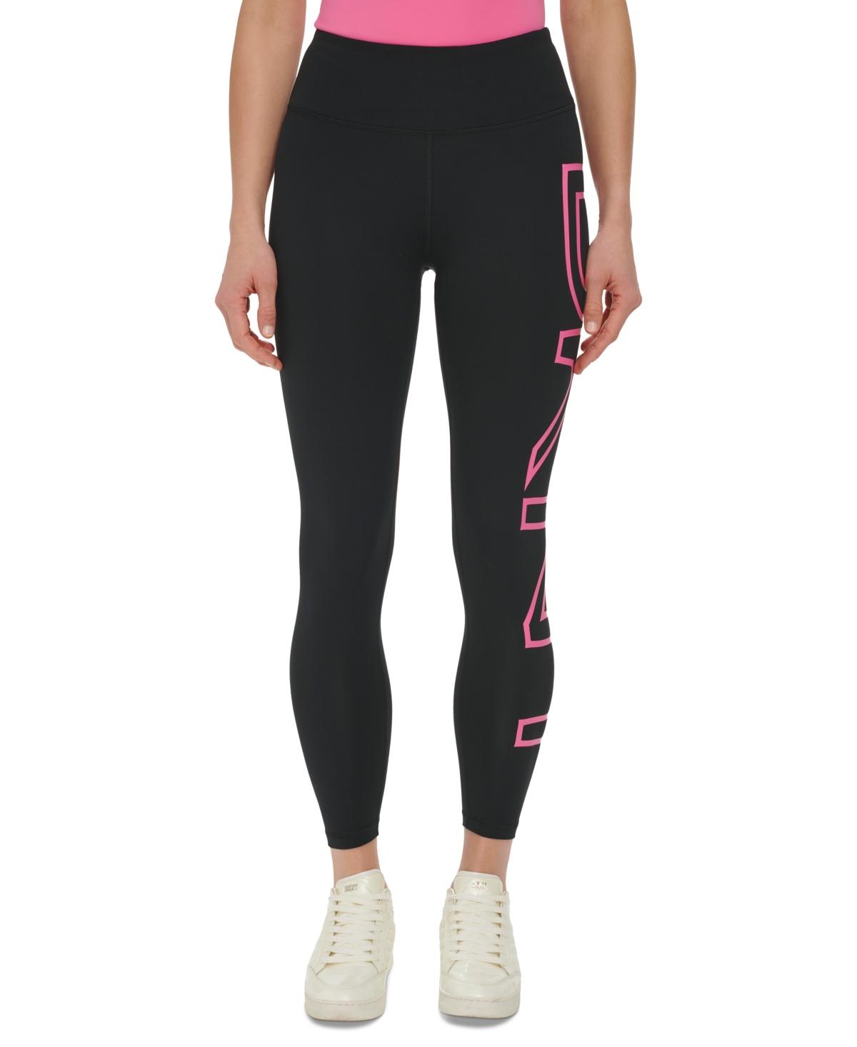 Dkny Sport Women's High-Waist Logo-Print 7/8 Leggings - Azalea Logo