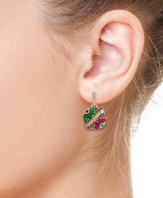 EFFY&reg; Multi-Gemstone (3-3/4 ct. t.w.) & Diamond (1/3 ct. t.w.) Flower Drop Earrings in 14k Gold