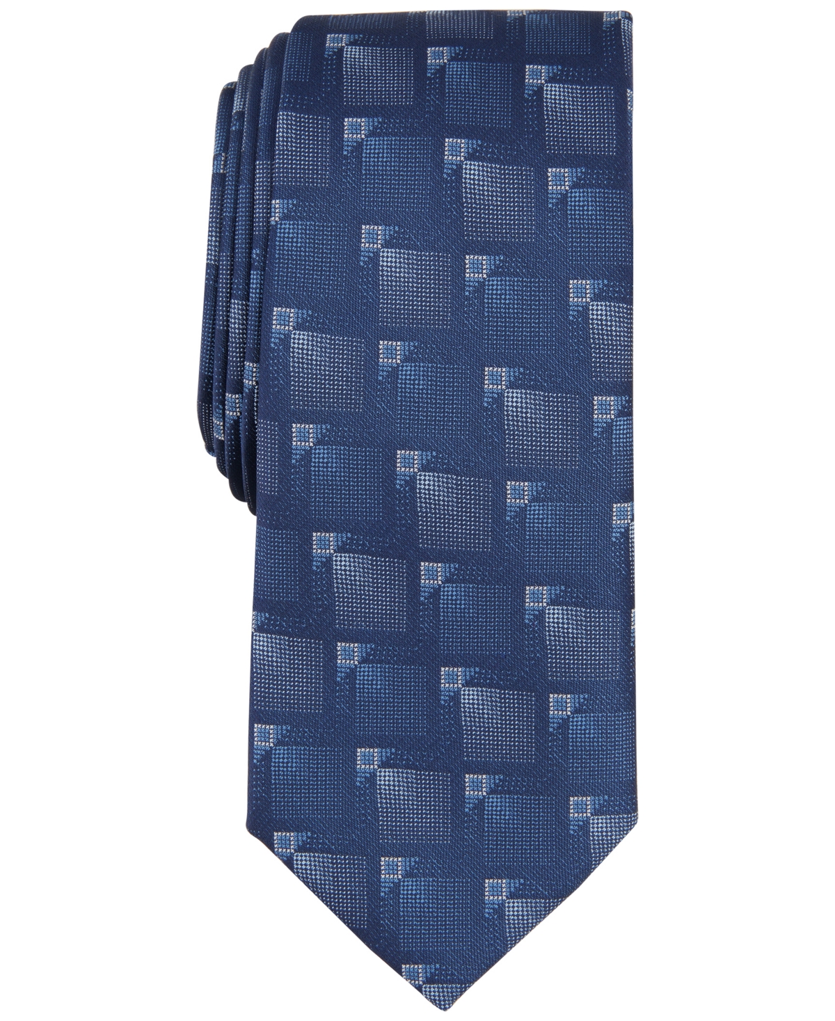 Men's Aster Geo-Pattern Tie, Created for Macy's - Navy