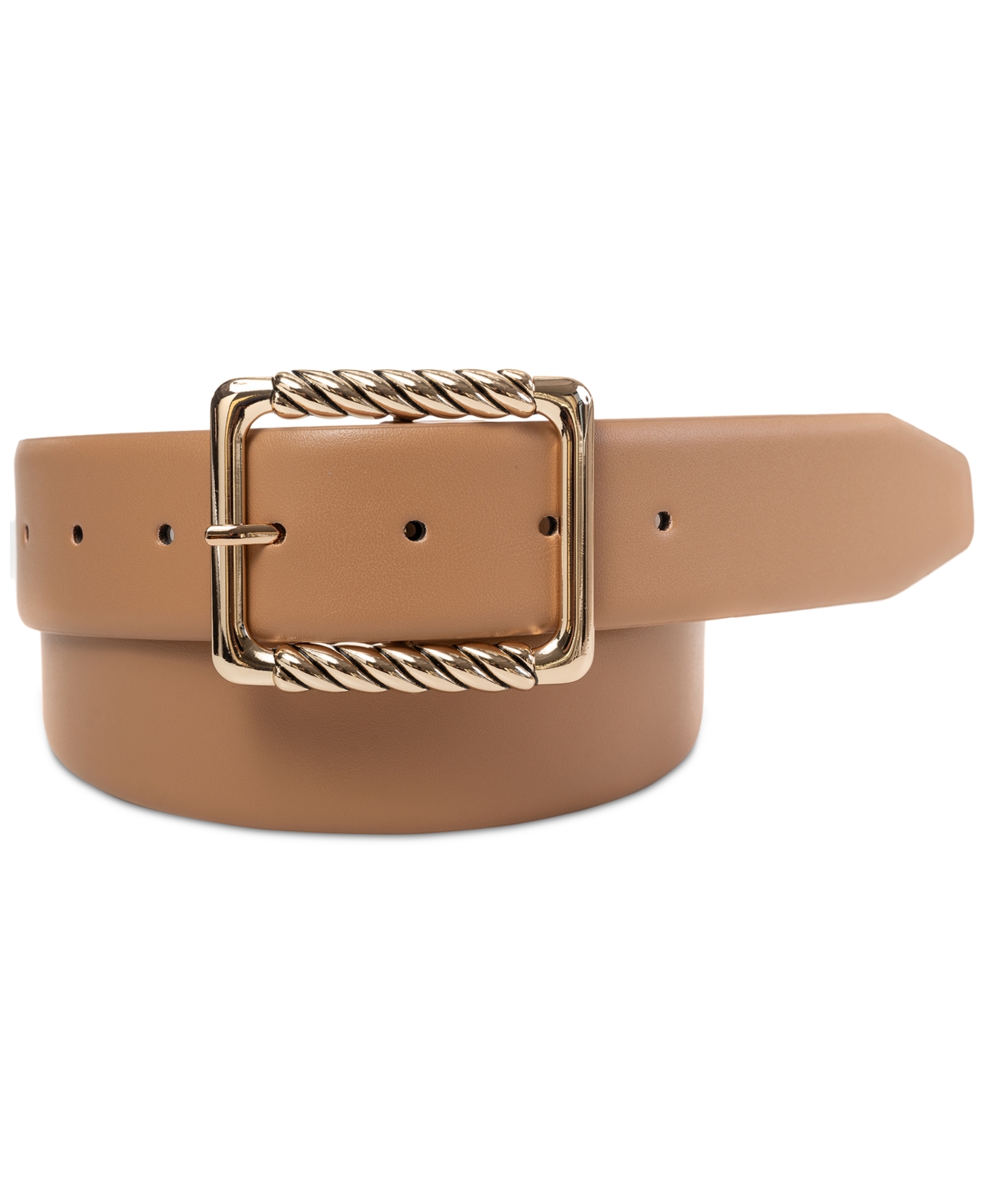 Inc International Concepts Metal Wrapped Buckle Belt, Created For Macy's In Cognac