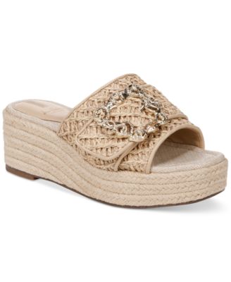 Sam Edelman - Women's Celia Raffia Buckle-Trim Wedge Sandals