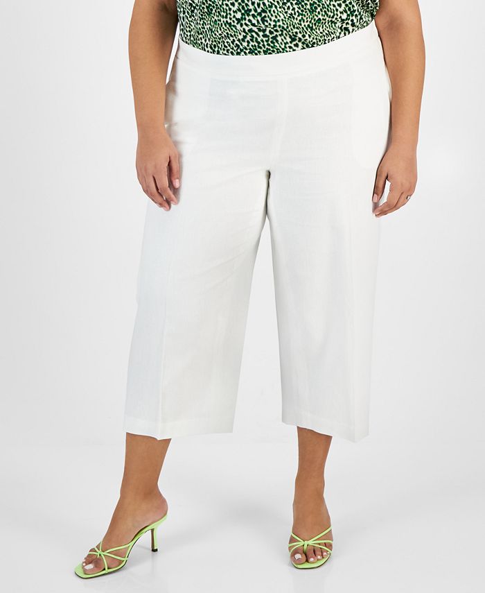 Bar III Plus Size High Rise Pull-On Cropped Pants, Created for Macy's -  Macy's