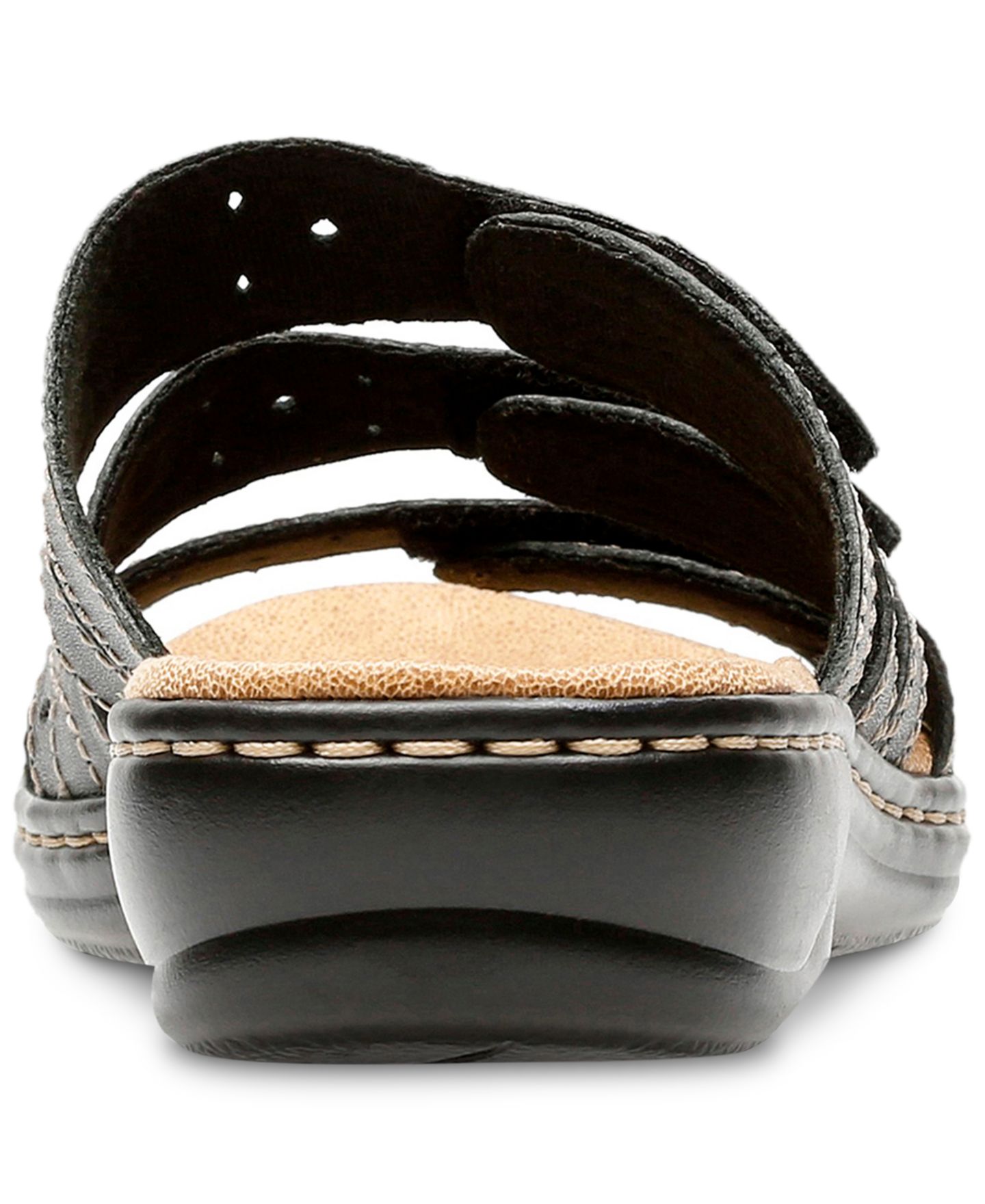 Женские сандалии Clarks Leisa Cacti Q Triple Strap Slide, цвет: Чёрный кожаный — фото 7