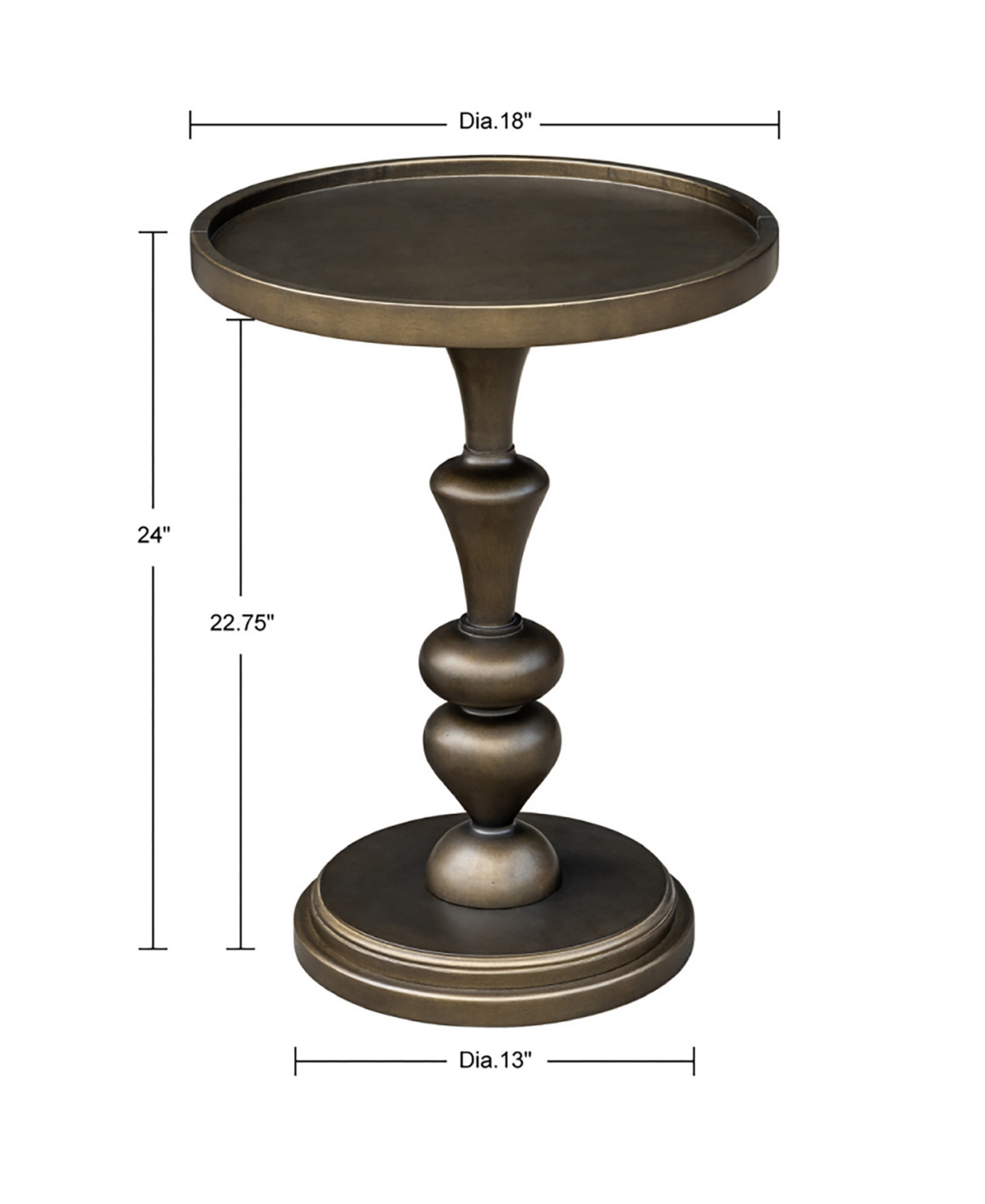 Shop Madison Park Del Mar 18" Plywood And Solid Wood Pedestal Accent Table In Bronze