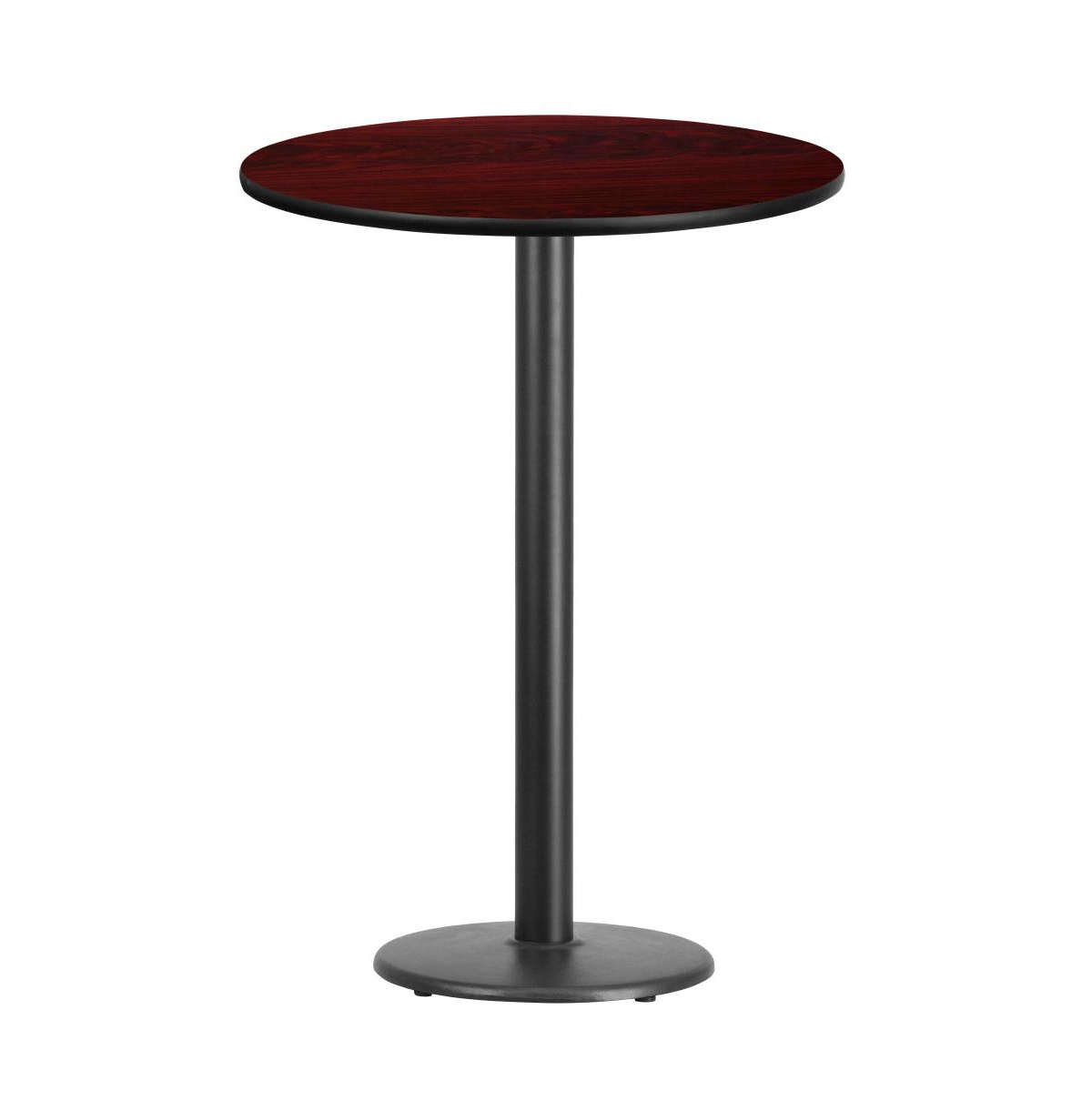 Emma+oliver 30" Round Laminate Table Top With 18" Round Bar Height Table Base In Mahogany