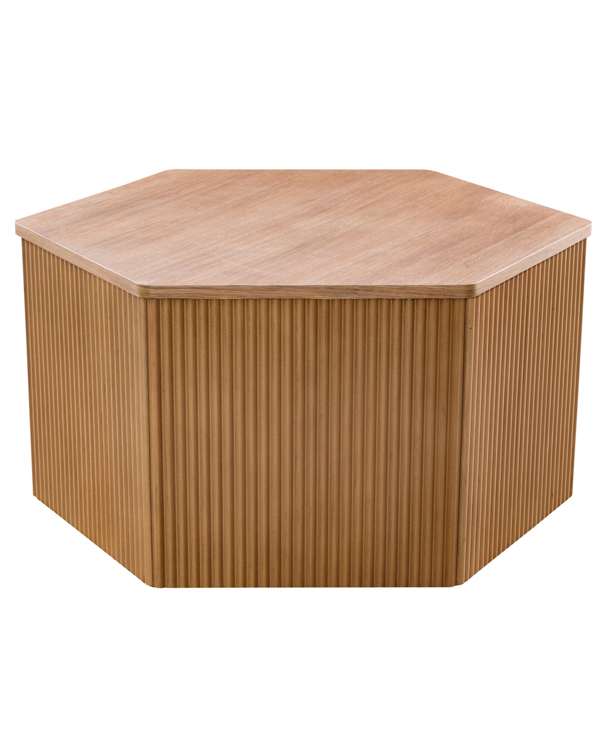 Ink+ivy Honey 29.5" Solid Wood Frame Fluted Hexagon Coffee Table In Natural