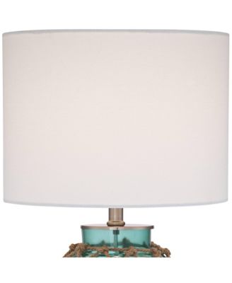 Crosby Coastal Accent Table Lamp 22 1/2" High Coastal Blue Green Glass Rope Off White Drum Shade for Bedroom Living Room Bedside Office