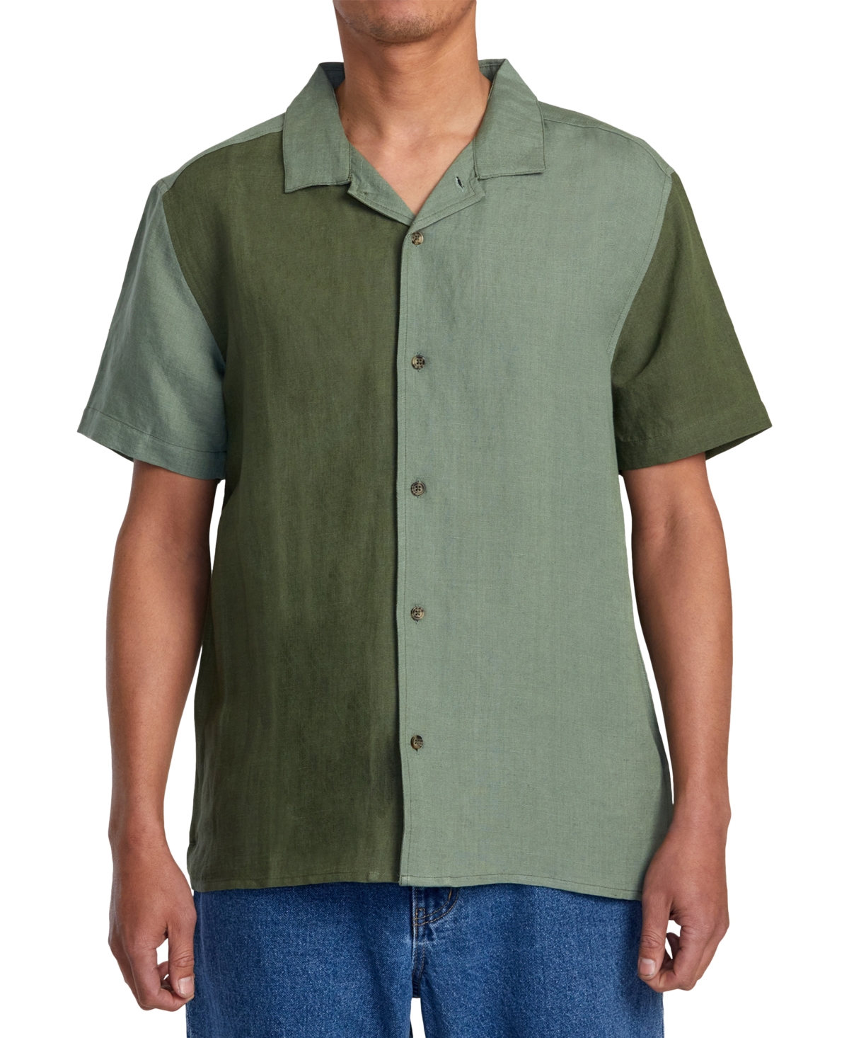 Shop Rvca Men's Vacancy Short Sleeve Shirt In Surplus