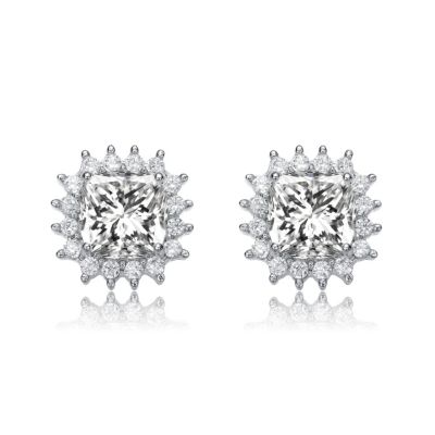 Classy 10MM Halo Square Stud Earrings