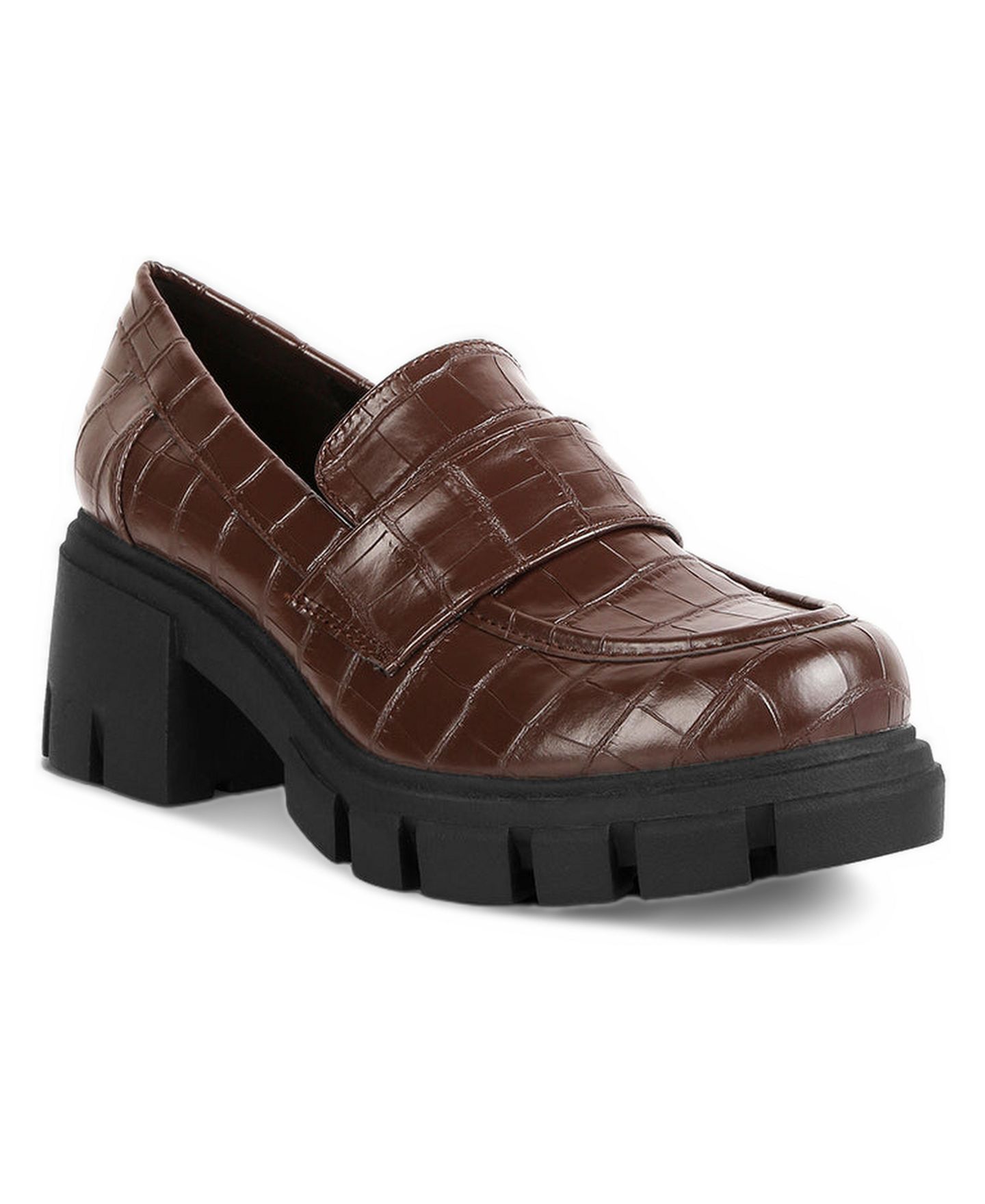 Женские туфли London Rag Women benz chunky block heel, цвет: Коричневая искусственная кожа — фото 2