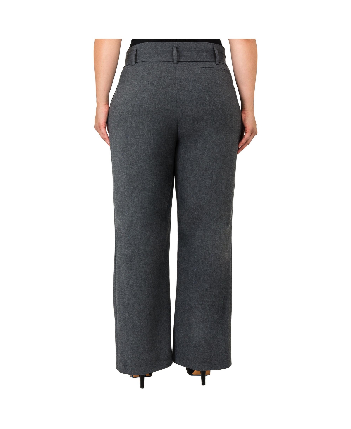Women's Plus Size Belted Straight Leg Paper Bag Pants