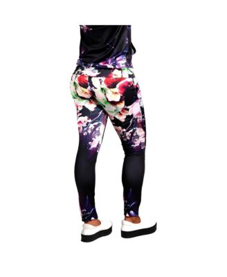 Women's Curvy Fit Active Floral Print Poly Tricot Leggings