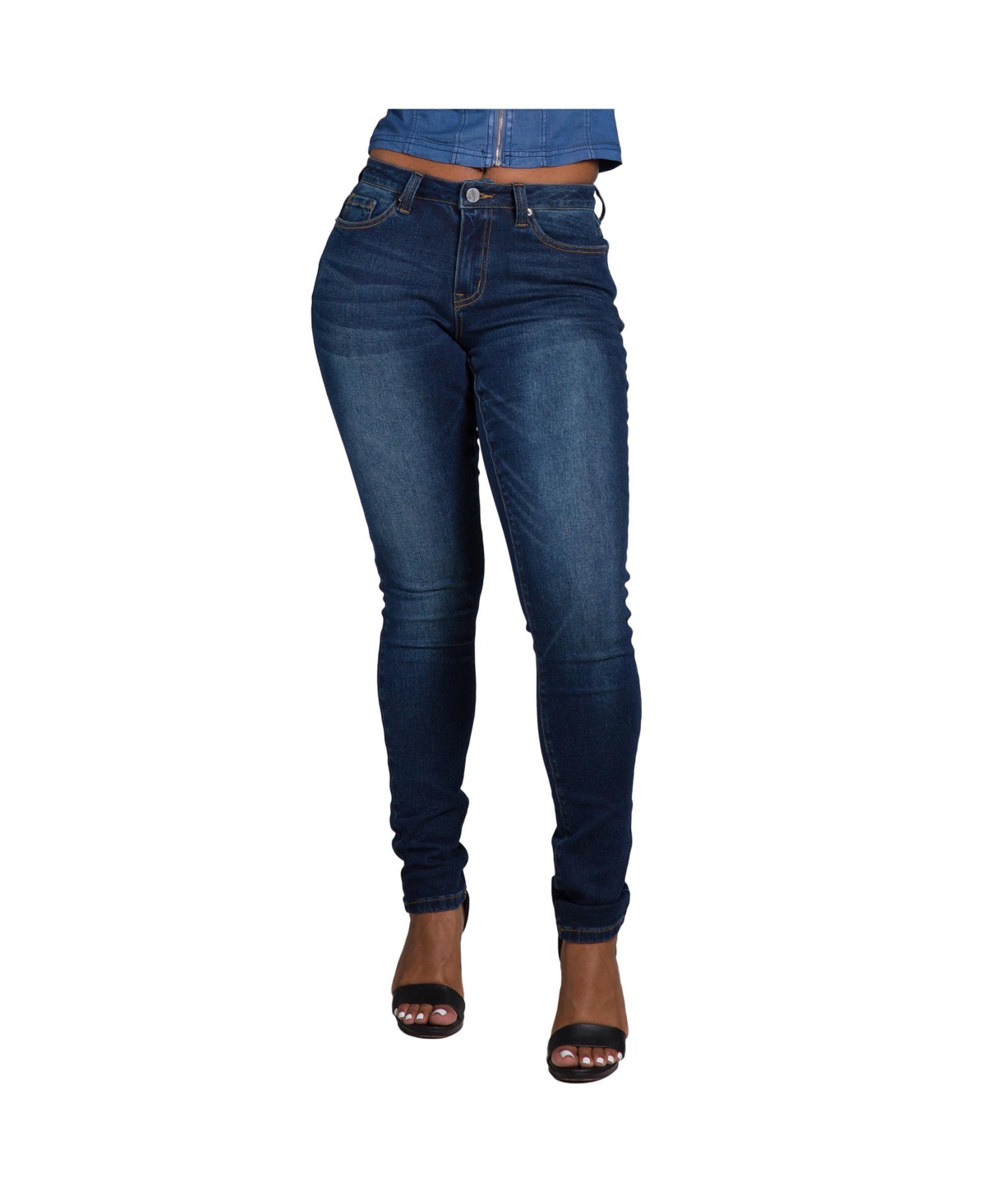Women's Curvy Fit High Rise Stretch Denim Skinny Jeans - Dark blue