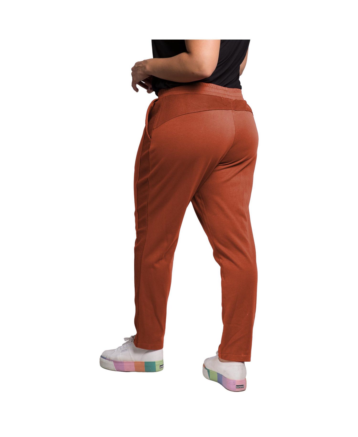Women's Plus Size French Terry Reverse Side Panel Trouser Jogger