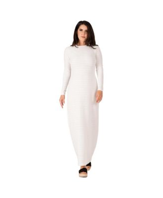 white christmas dresses Crochet Turtle Neck Maxi Dress Burgundy Stripes / S - Burgundy Stripes