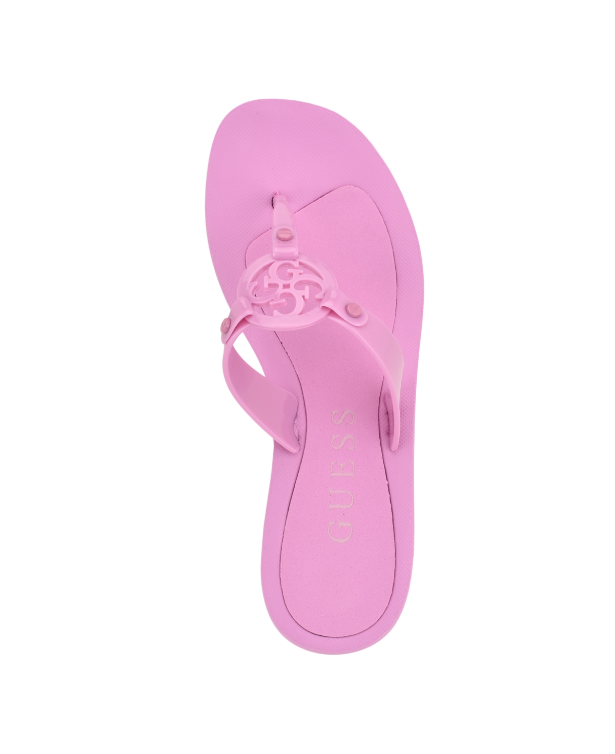 Guess Women's Tyana Eva Flex Bottom Logo Thong Sandals - Pink- Manmade