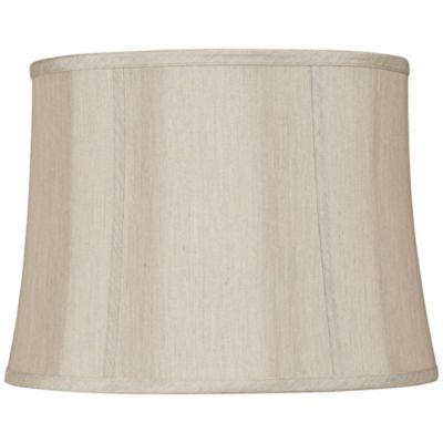 Taupe Medium Softback Round Lamp Shade 14" Top x 16" Bottom x 12" High (Spider) Replacement with Harp and Finial