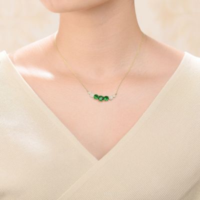 Gorgeous Sterling Silver 14K Gold Plated with Round Cubic Zirconia's Curved Bar Necklace