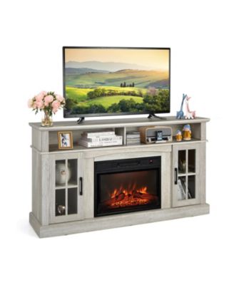 65 Inch Fireplace TV Stand with Storage Cabinets and Remote Control