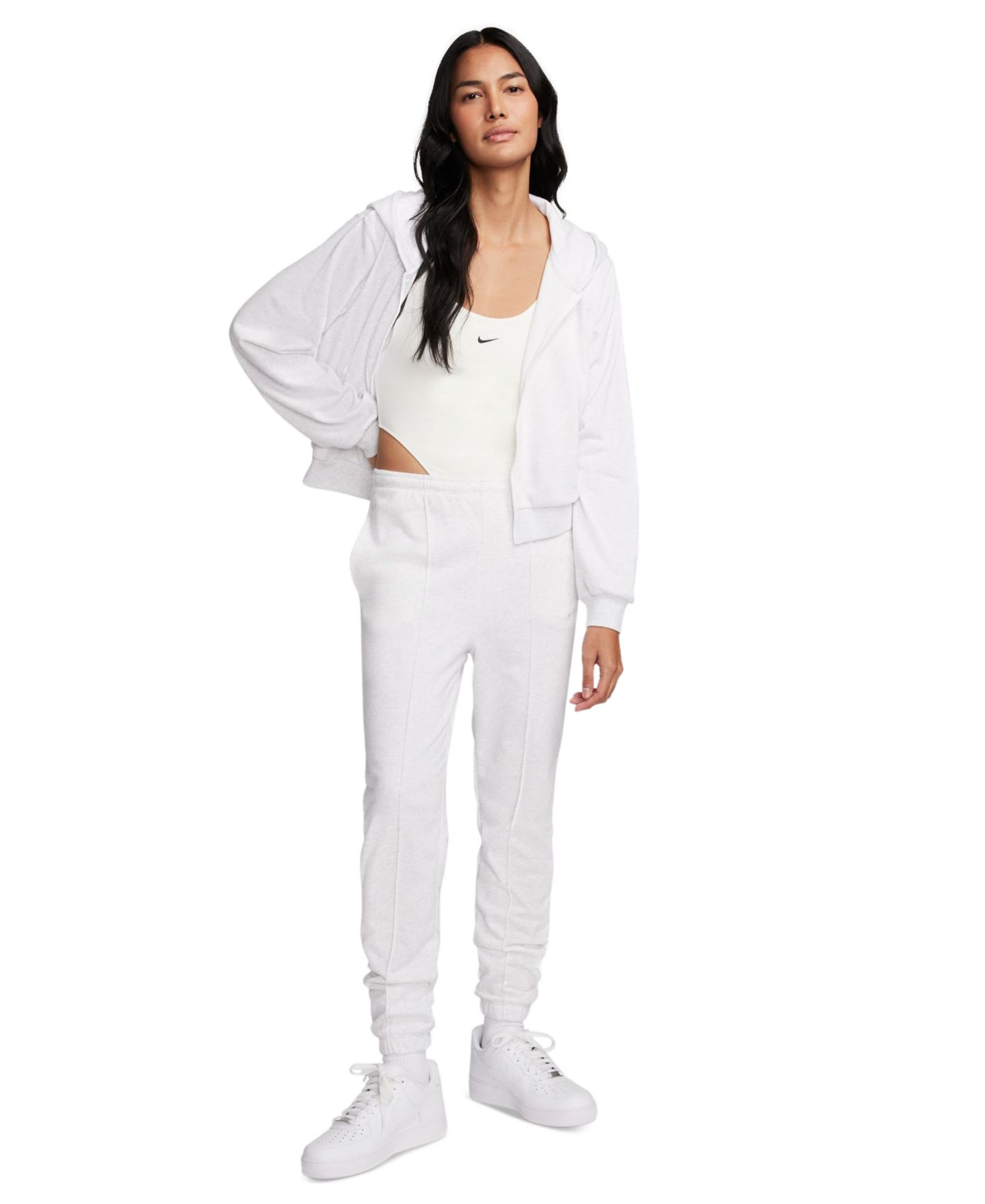 Женское худи Nike Sportswear Chill Terry Loose-Fit Full-Zip French-Terry, цвет: Берёзовый меланжевый / Коричневый — фото 7