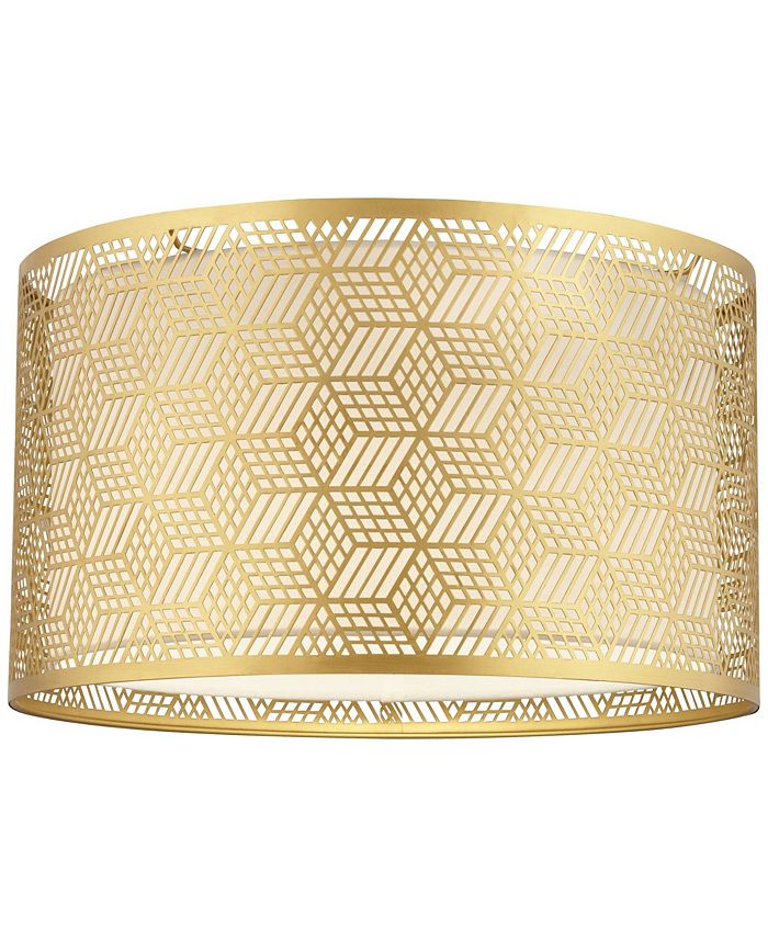 Springcrest Gold Finish Laser Cut Metal Large Drum Lamp Shade 17
