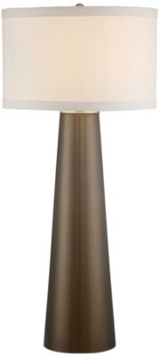 Karen Modern Table Lamp 36" Tall Dark Gold Glass Off White Fabric Drum Shade for Bedroom Living Room Bedside Nightstand Office