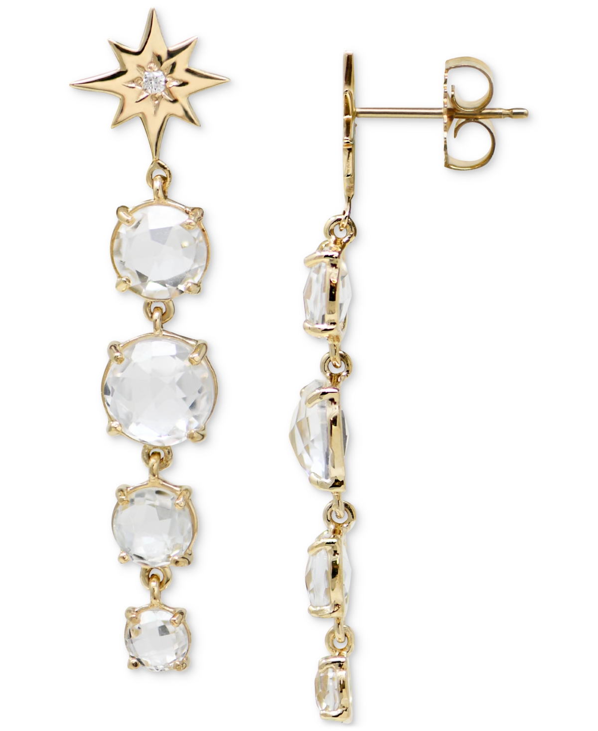 Jac + Jo by Anzie(4-5/8 ct. t.w.) & Diamond Accent Drop Earrings in 14k Gold - White Topaz