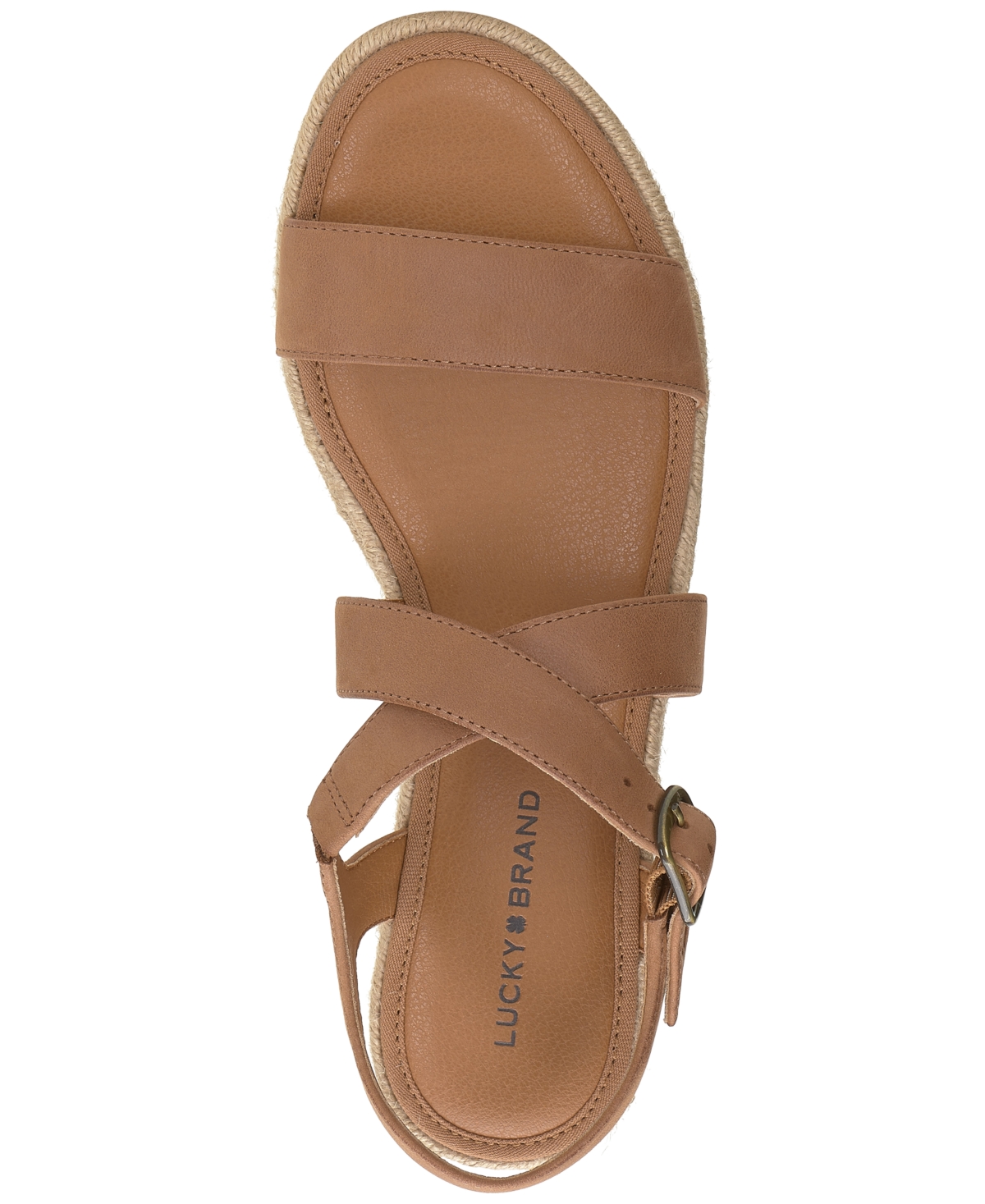 Shop Lucky Brand Women's Trianna Strappy Espadrille Wedge Sandals In Cannellini Leather