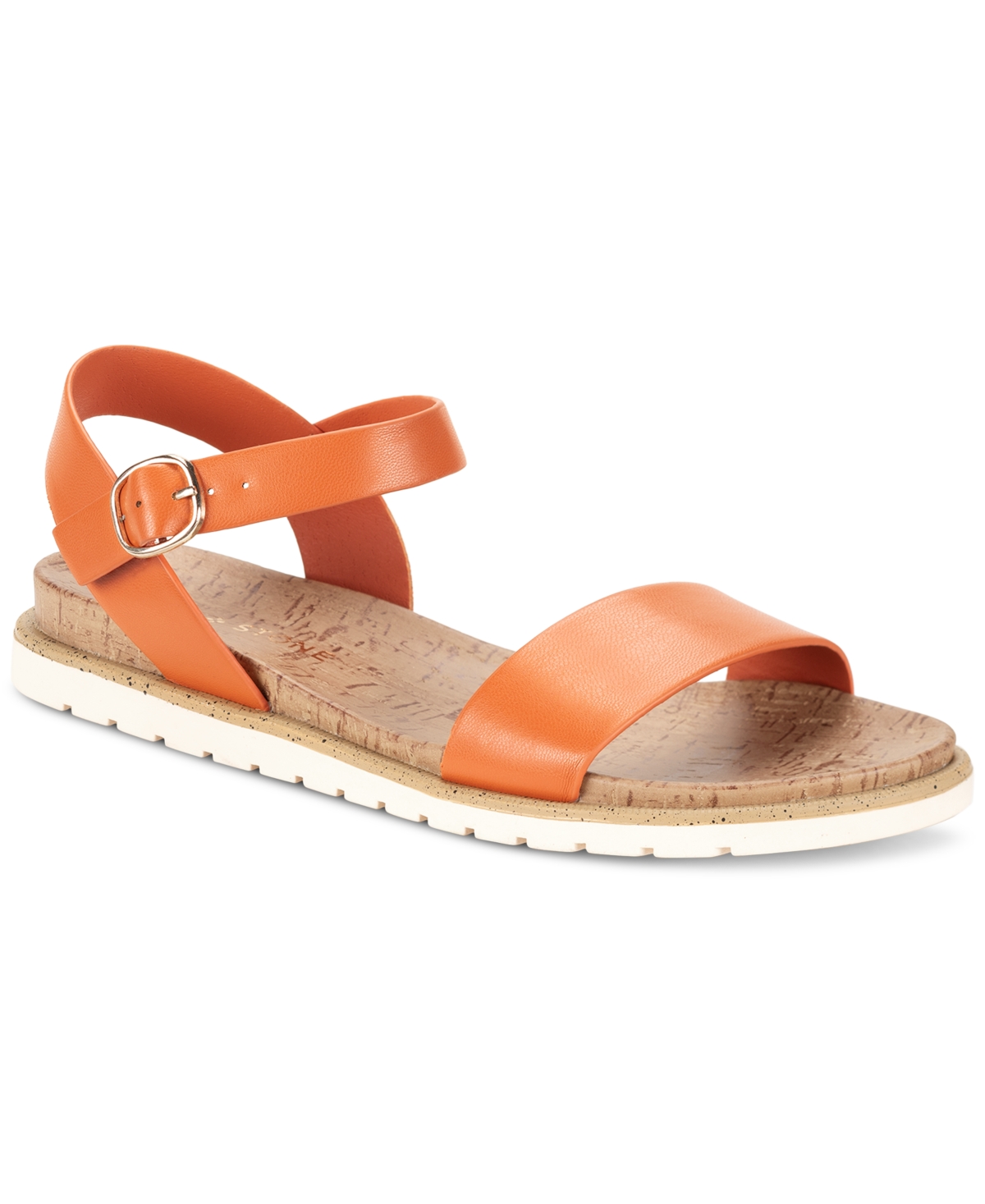 Shop Sun + Stone Women's Mattie Flat Sandals, Created For Macy's In Papaya