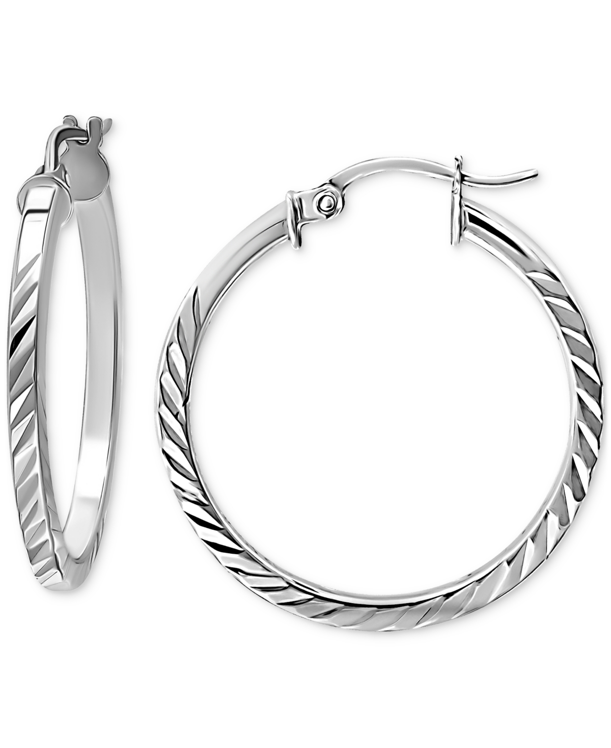 Giani Bernini Ridged Tube Small Hoop Earrings In Sterling Silver, 25mm, Created For Macy's
