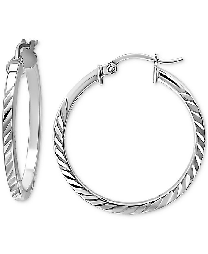 Giani Bernini Ridged Tube Small Hoop Earrings in Sterling Silver