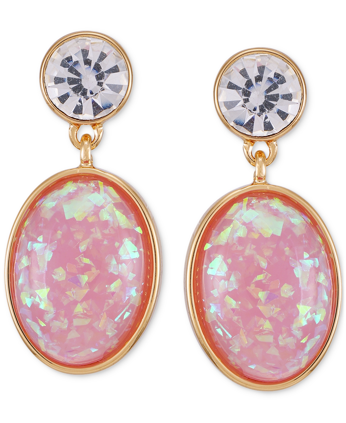 Guess Gold-tone Crystal & Stone Drop Earrings