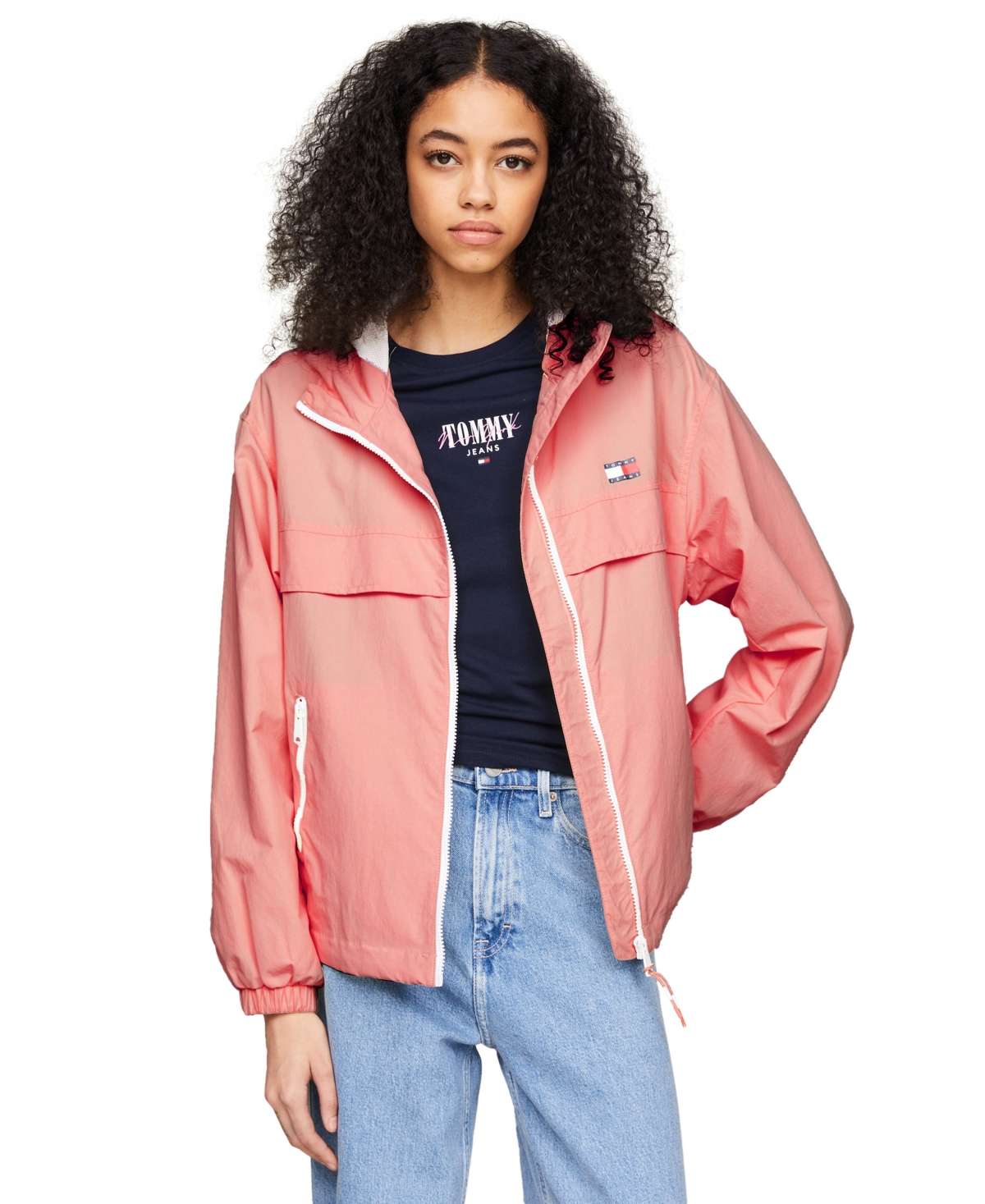 Tommy Jeans Women's Chicago Windbreaker Jacket In Tickled Pink