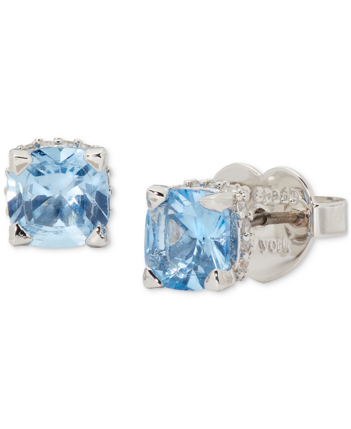 Kate Spade New York Little Luxuries Pave & Crystal Square Stud Earrings -silver