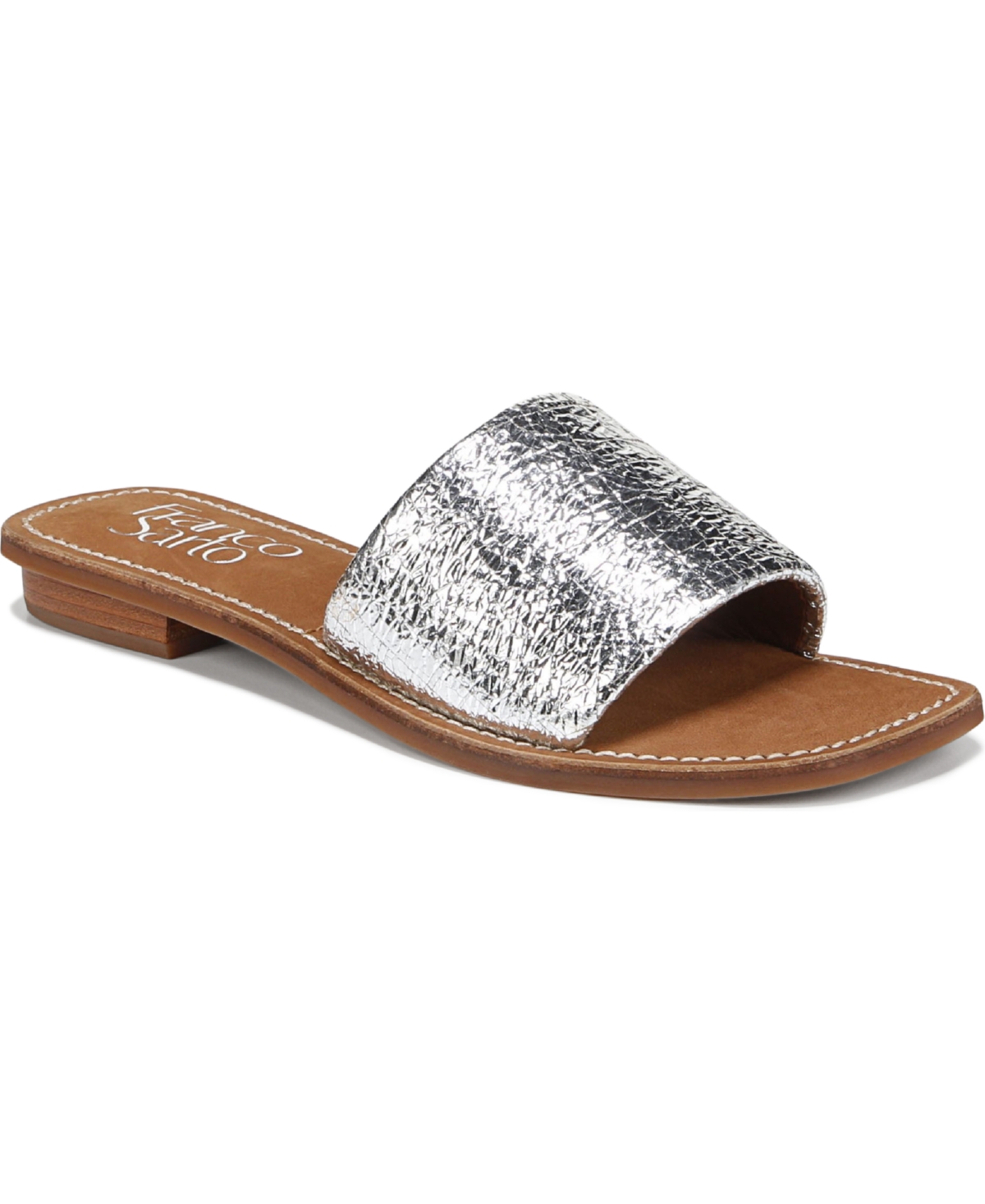 Shop Franco Sarto Women's Tina Slide Sandals In Silver Leather