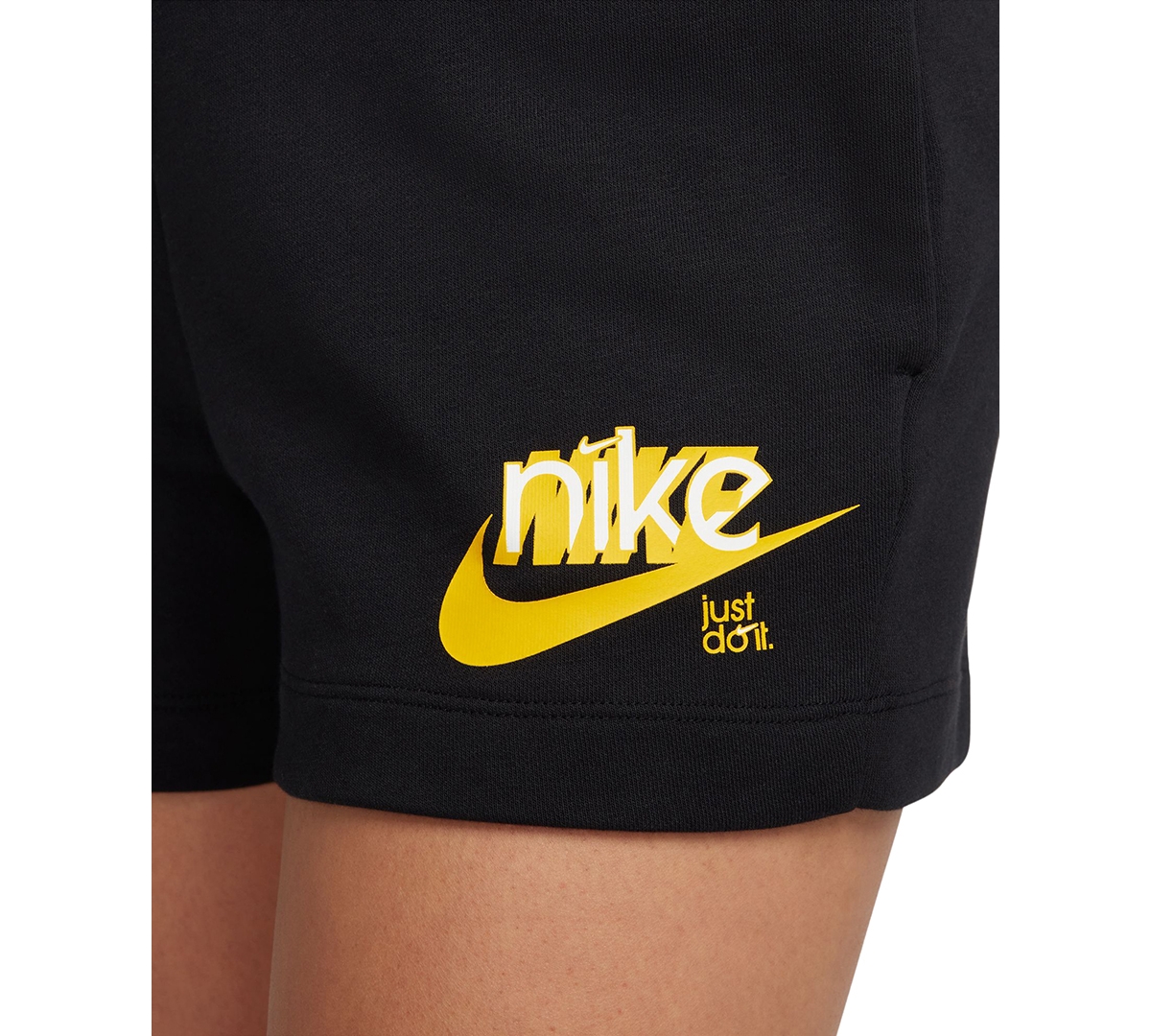 Nike Women's Sportswear Club French Terry Graphic Fleece Shorts -university Gold/white