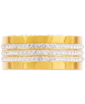 Men's Crystal Wide Band in Gold-Tone Ion-Plated Stainless Steel