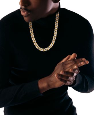 Men's Crystal Curb Link  24 Chain Necklace in Stainless Steel & Gold-Tone Ion-Plate