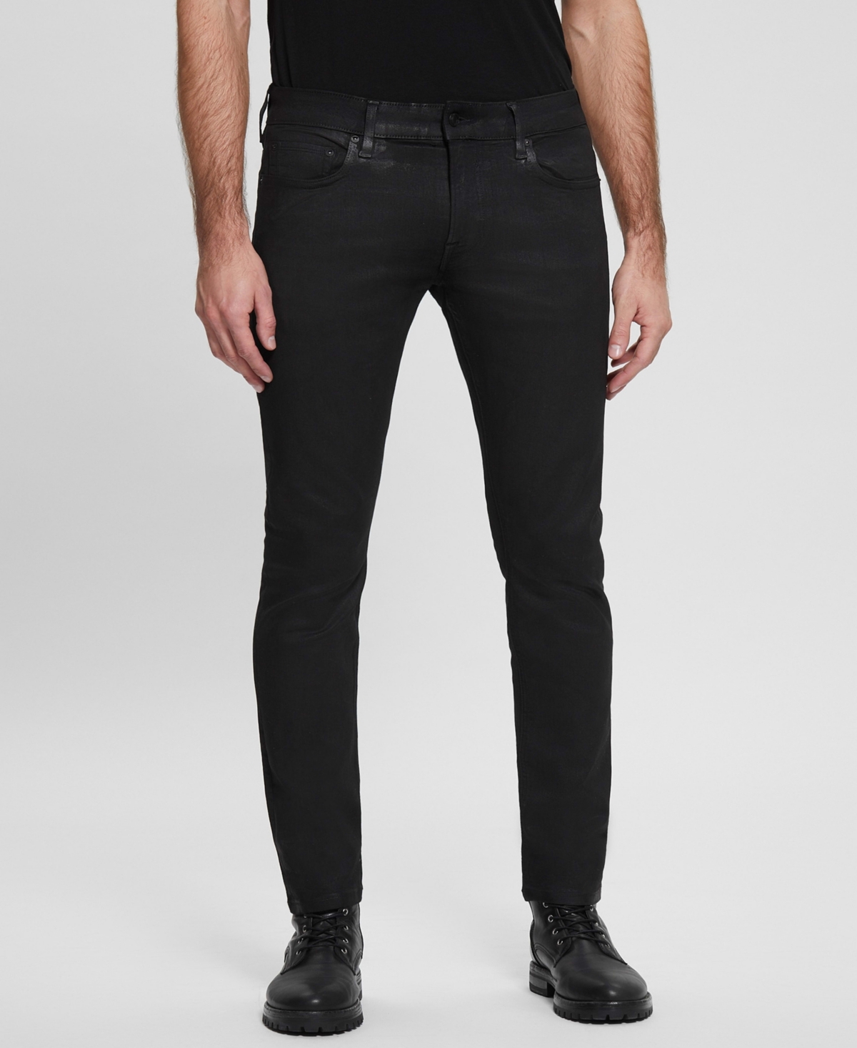 Men's Miami Black Coated Skinny Jeans - Dark Wash
