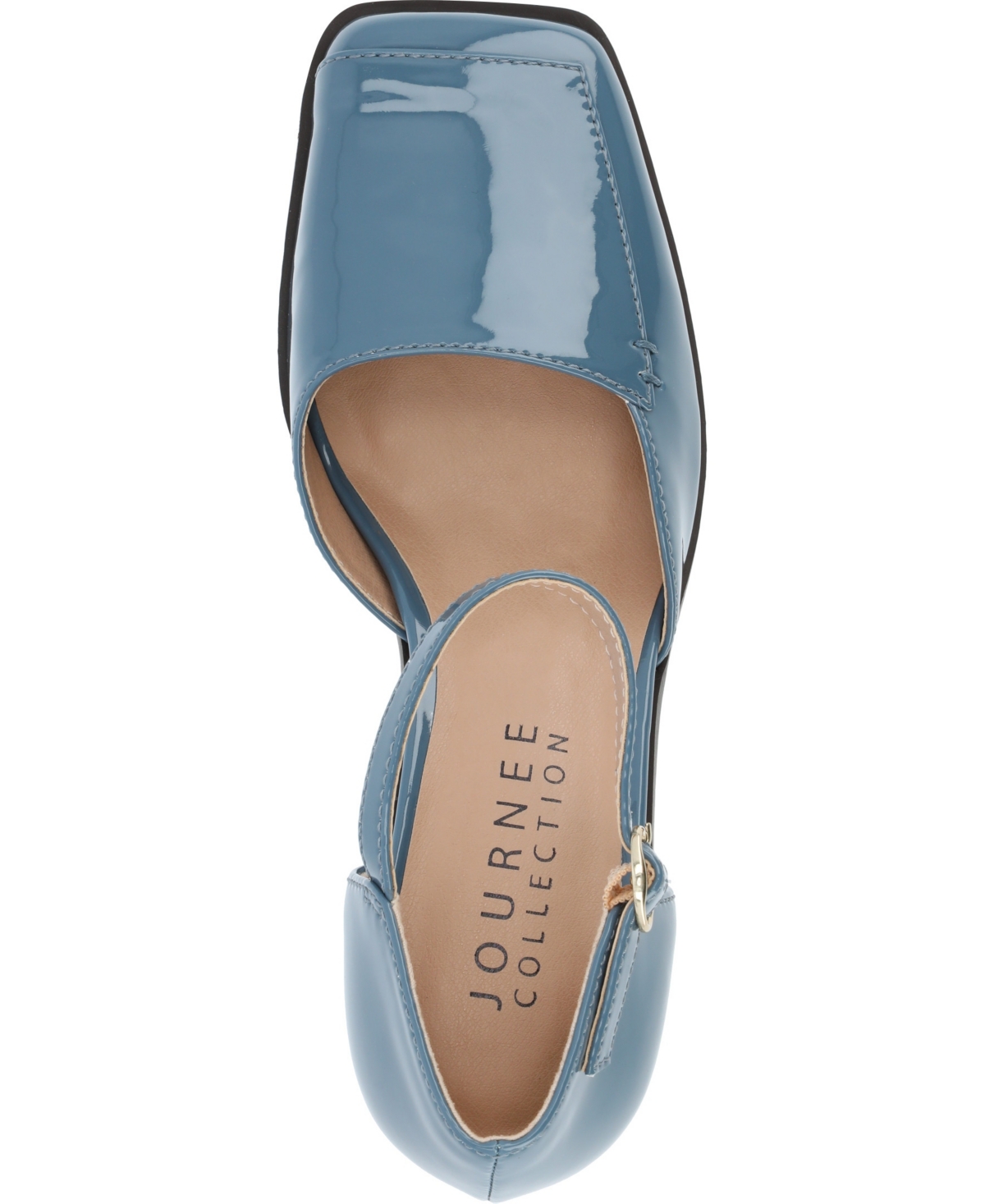 Journee Collection Women's Evangeline Buckle Strap Square Toe Block Heel Pumps
