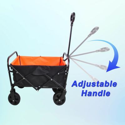 Folding Wagon Garden Shopping Beach Cart (Black+Yellow)