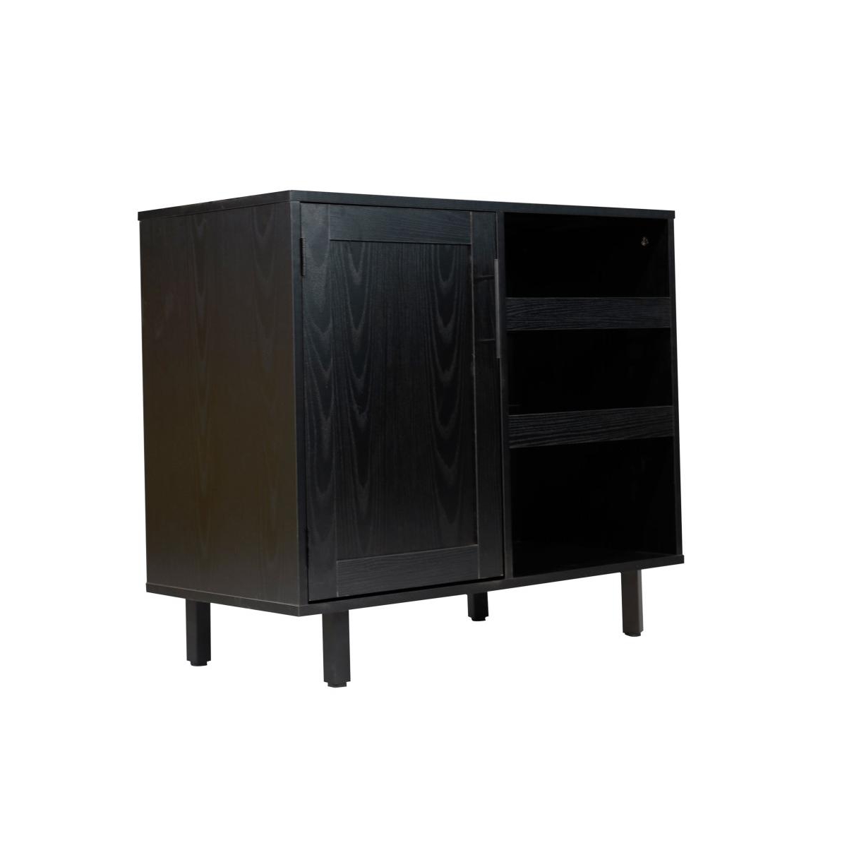Aloise Bar And Sideboard With Storage Cabinet, Hanging Stemware Holders And Bottle Storage