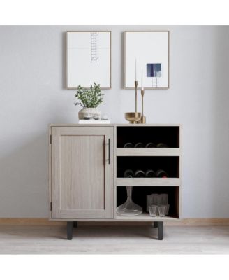 Aloise Bar And Sideboard With Storage Cabinet, Hanging Stemware Holders And Bottle Storage