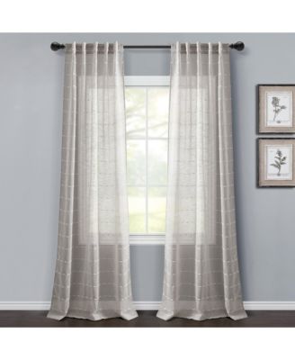 Farmhouse Textured Back Tab/Rod Pocket Sheer Window Curtain Panels