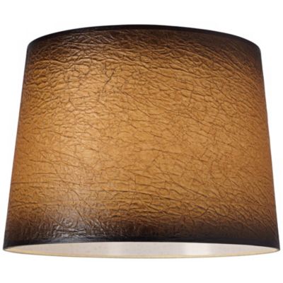 Distressed Faux Paper Medium Lamp Shade 13" Top x 15" Bottom x 11" Slant (Spider) Replacement with Harp