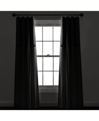 Linen Button 100% Lined Blackout Window Curtain Panel