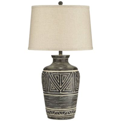 Miguel Rustic Table Lamp Southwest 32" Tall Earth Tone Linen Drum Shade for Bedroom Living Room Bedside Nightstand Office Kids House